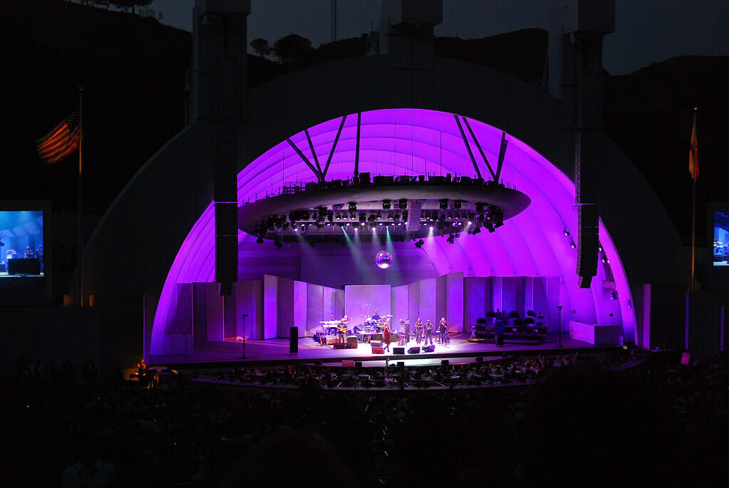 Hollywood Bowl at night during KCRW Concert featuring Adele