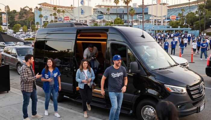 Los Angeles Dodgers Sofi stadium luxury group transportation
